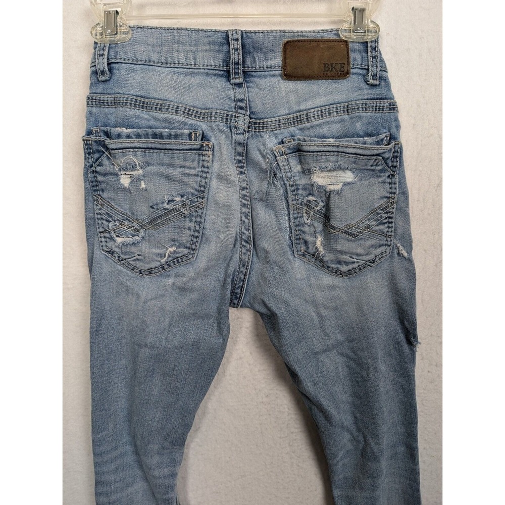 Bke Mens Jeans Size 28 x 30 Alec Skinny Distressed Cotton Blend Blue - Picture 14 of 16